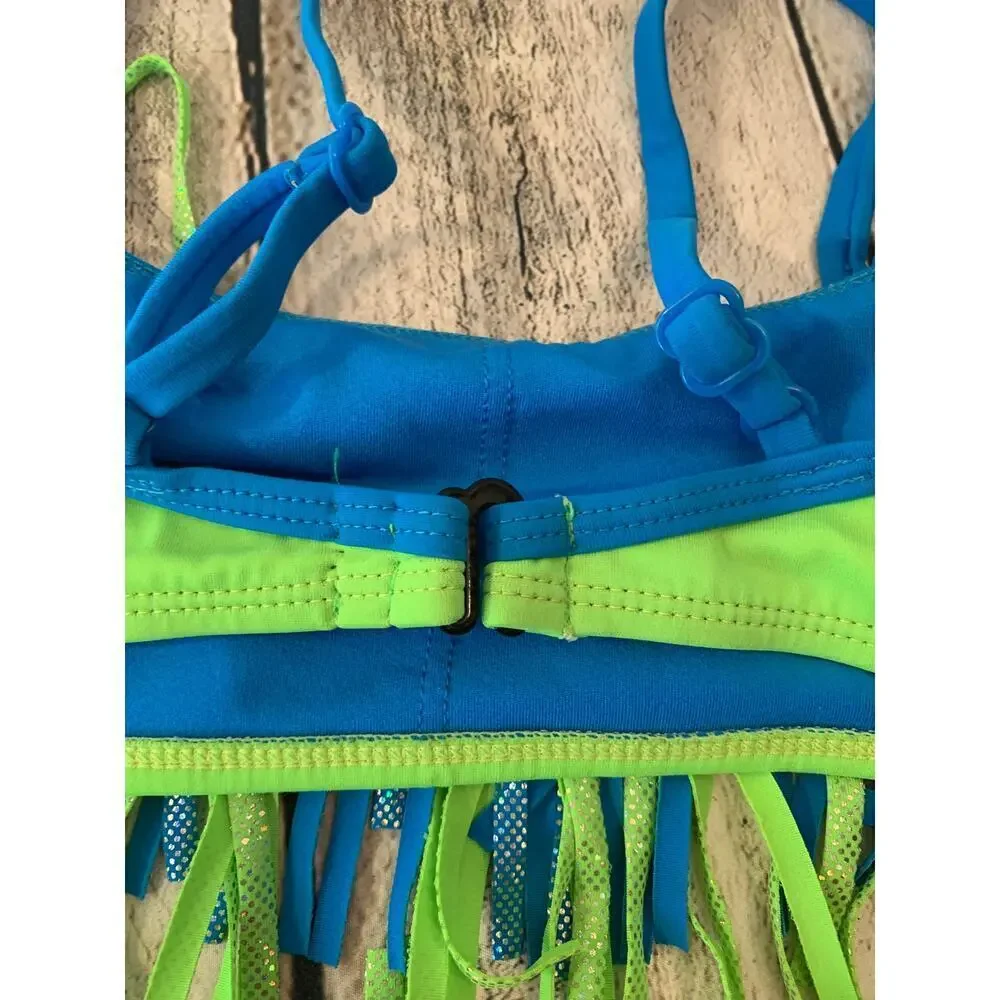 JUSTICE SWIM Girl’s Fringed Bandeau Top with Straps / Size: 14